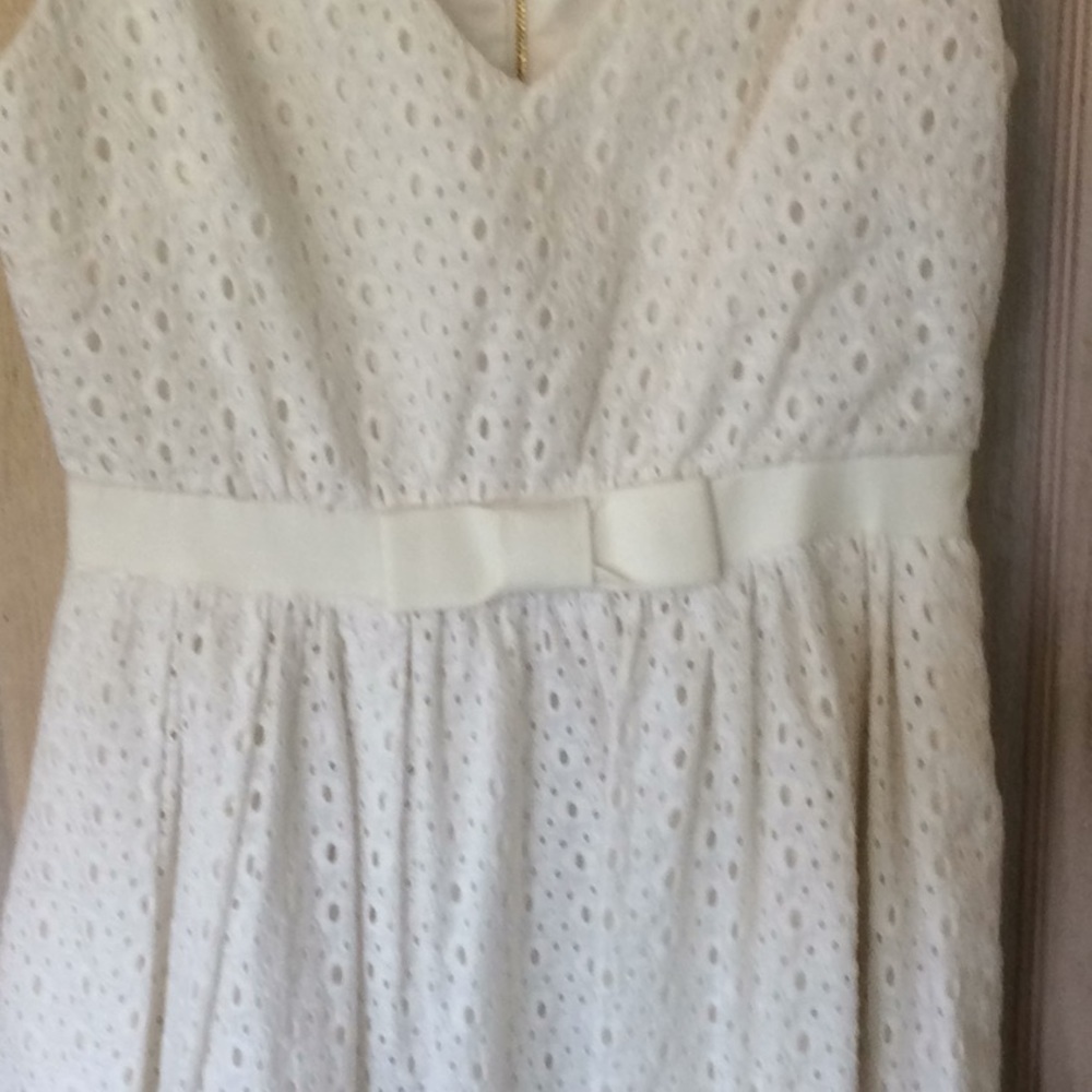 Anthropologie Eyelet Waist Bow Sleeveless Dress 8 - Picture 7 of 8